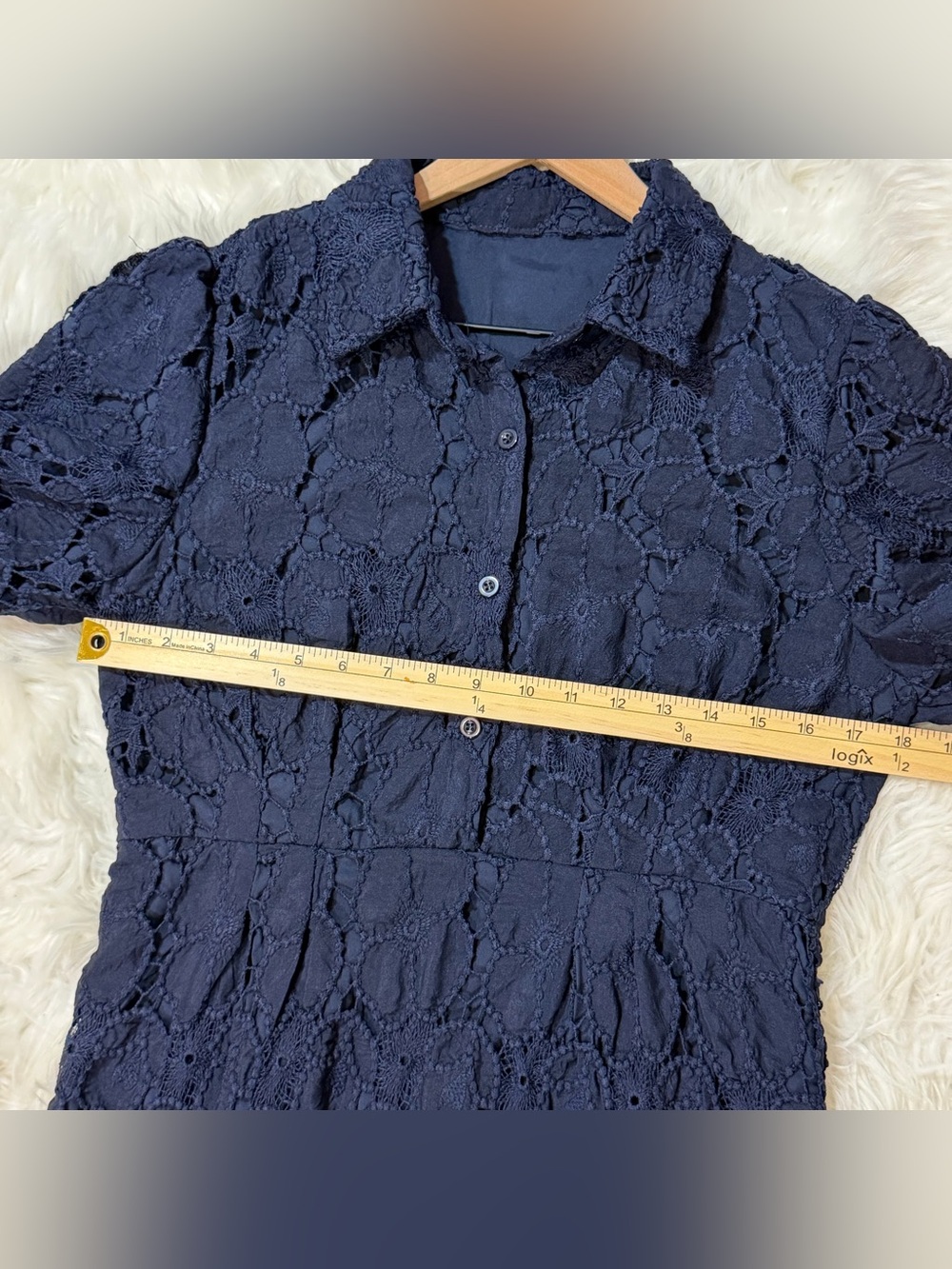 Women’s Navy Eyelet Delaney Dress Maxi - Picture 12 of 14
